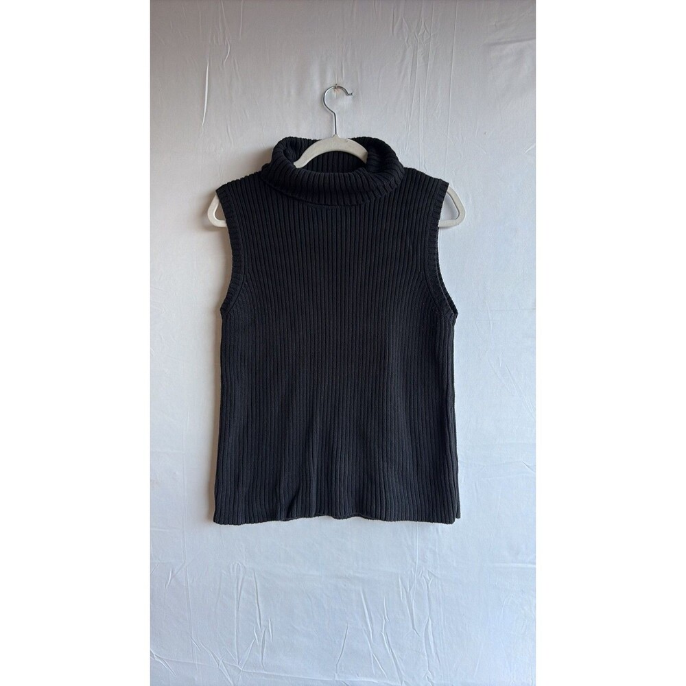 Jones New York Sport Black Ribbed Turtleneck Sleeveless Sweater